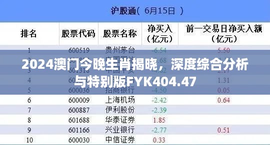 2024澳门今晚生肖揭晓，深度综合分析与特别版FYK404.47