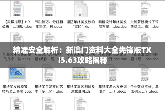 精准安全解析：新澳门资料大全先锋版TXI5.63攻略揭秘