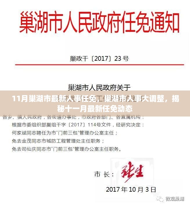 11月巢湖市最新人事任免，巢湖市人事大调整，揭秘十一月最新任免动态